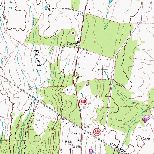 Topographic Map of Arcola Church, VA