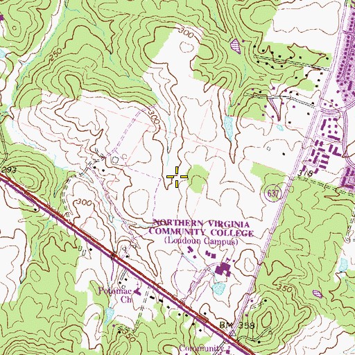 Topographic Map of Cascades Library, VA