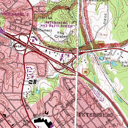 Topographic Map of Interchange 49, VA