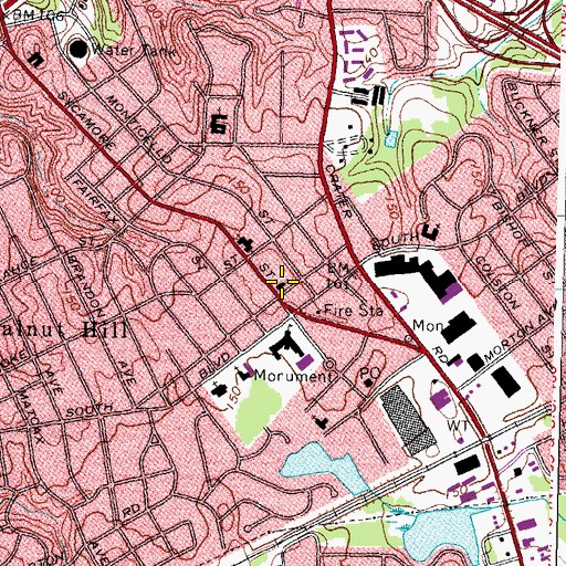 Topographic Map of Rodof Sholom Library, VA