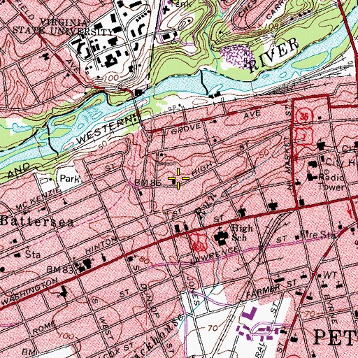 Topographic Map of Beasley House, VA
