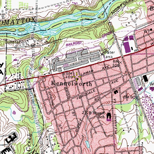 Topographic Map of Elm Street Baptist Church, VA