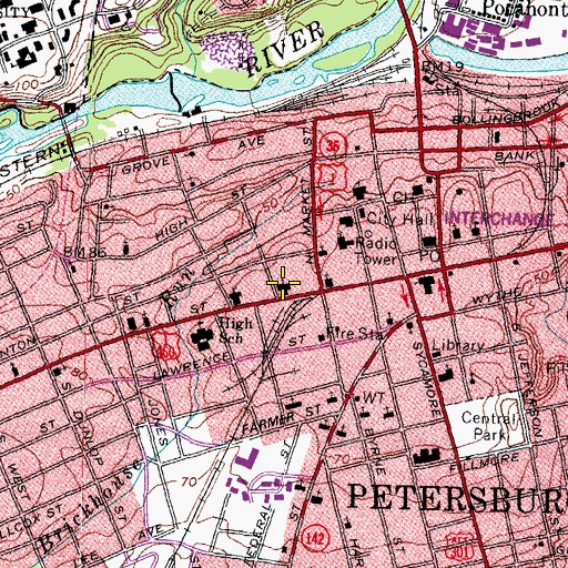 Topographic Map of First Baptist Church, VA