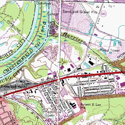 Topographic Map of Martz Industrial Park, VA