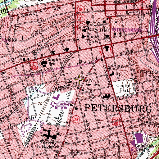 Topographic Map of Mount Olivet Baptist Church, VA