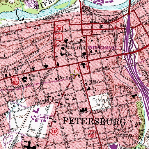Topographic Map of Oak Street African Methodist Episcopal Zion Church, VA