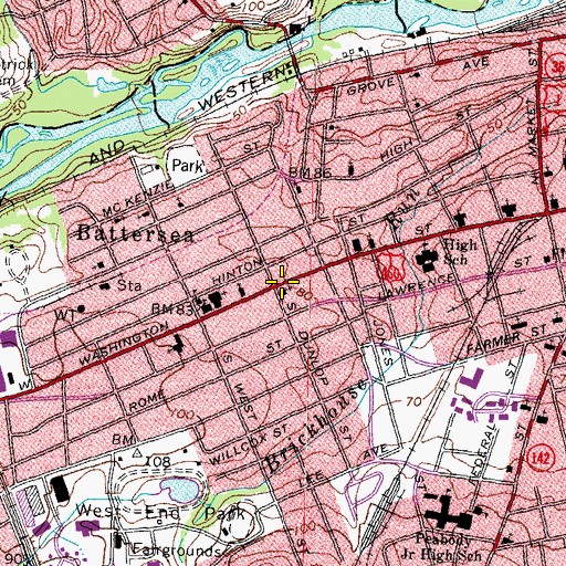 Topographic Map of Saint Johns Episcopal Church, VA