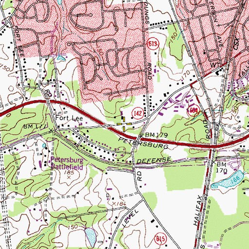 Topographic Map of Southside Baptist Church, VA