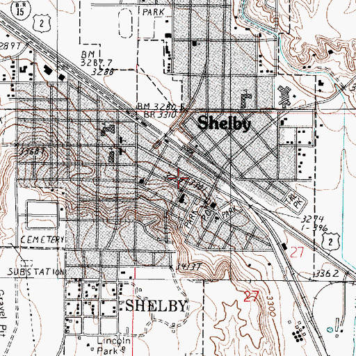 Topographic Map of Shelby City Park, MT