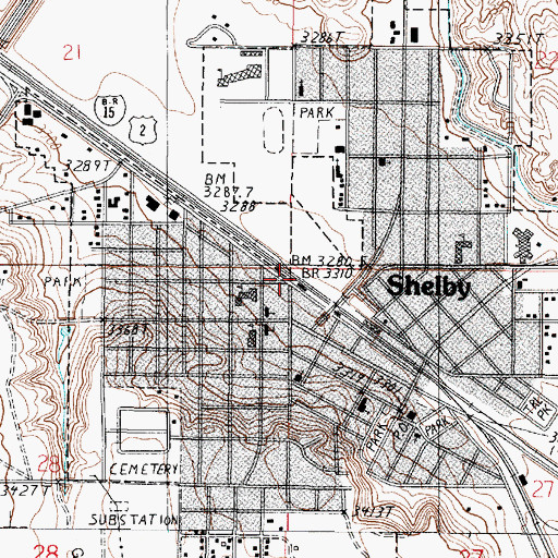 Topographic Map of Great Northern Railway Overpass, MT