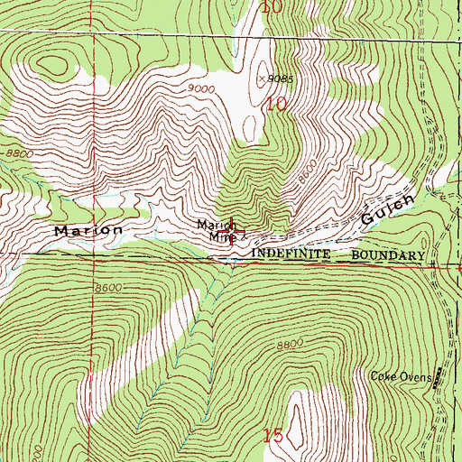 Topographic Map of Marion Mine, CO