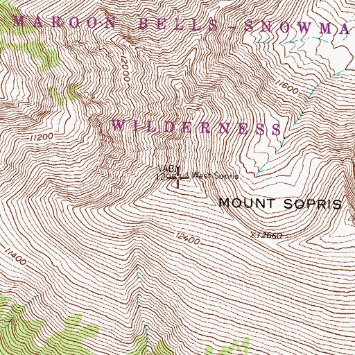 Topographic Map of Mount Sopris, CO