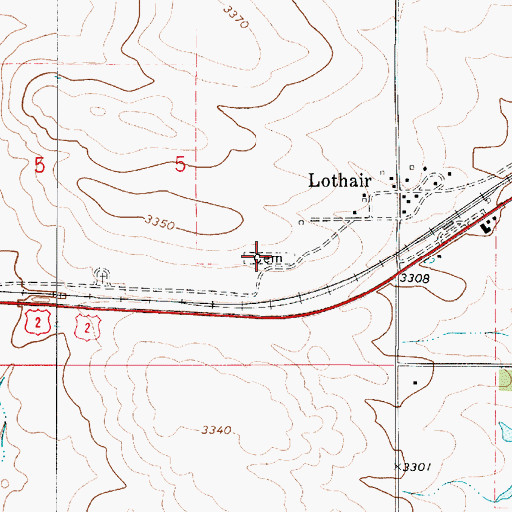 Topographic Map of Lothair Cemetery, MT