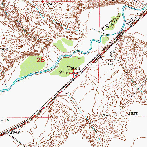 Topographic Map of Teton Post Office (historical), MT