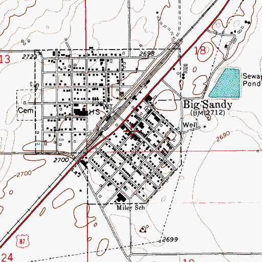 Topographic Map of Choteau County Sheriff's Office Big Sandy, MT