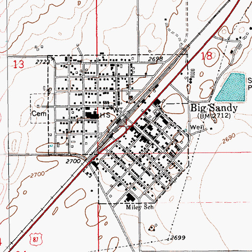 Topographic Map of Centennial Mills Incorporated Elevator, MT