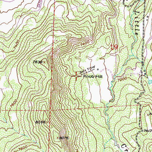 Topographic Map of Knob Hill, CO
