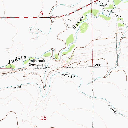 Topographic Map of Philbrook School (historical), MT