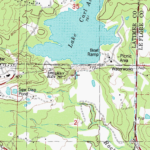 Topographic Map of Rock Creek Site 2 Reservoir, OK