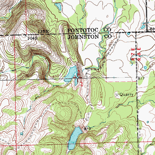 Topographic Map of Upper Clear Boggy Creek Site 13 Dam, OK