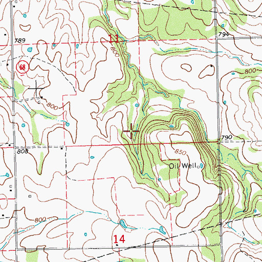 Topographic Map of Oknoname 063033 Reservoir, OK