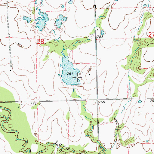 Topographic Map of Big Wewoka Creek Site 40 Reservoir, OK