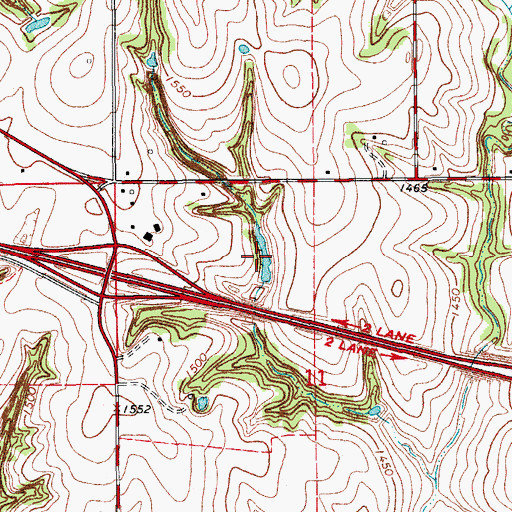 Topographic Map of J P Wilson Reservoir, OK