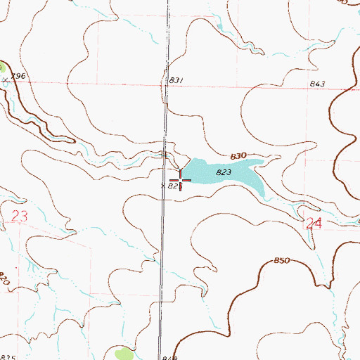 Topographic Map of Snedden Ranch Number 1 Reservoir, OK