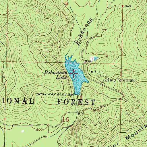 Topographic Map of Bohannon Lake, OK