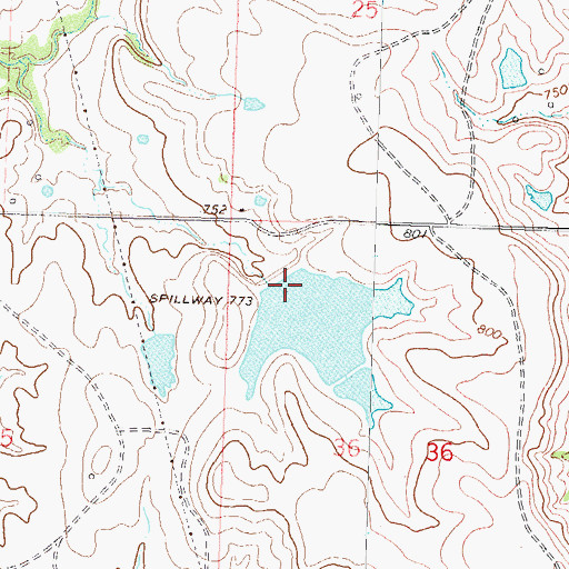 Topographic Map of Richard Kane Dam, OK