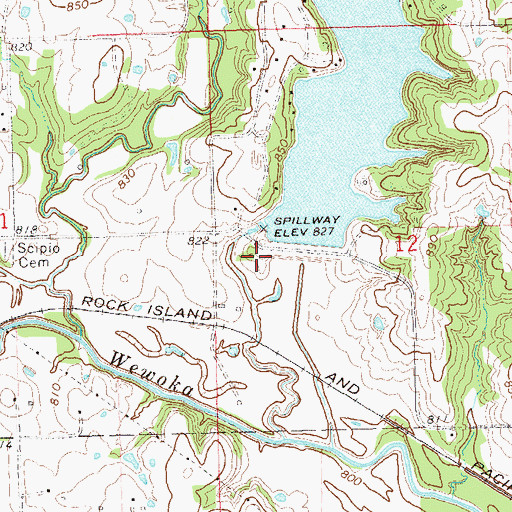 Topographic Map of Wewoka Dam, OK