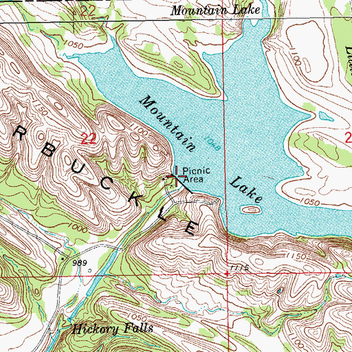 Topographic Map of Mountain Dam, OK