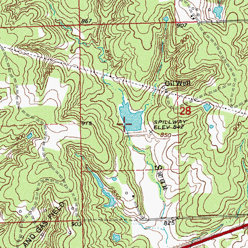 Topographic Map of Little Deep Fork Creek Site 27 Dam, OK