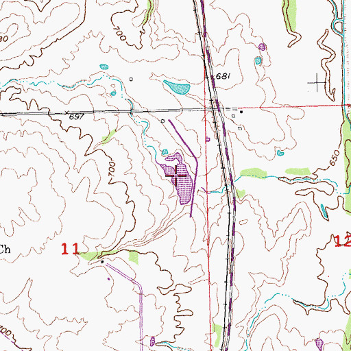 Topographic Map of Leader Middle Clear Boggy Creek 15 Reservoir, OK