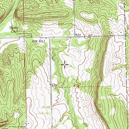 Topographic Map of Leader Middle Clear Boggy Creek 41 Reservoir, OK