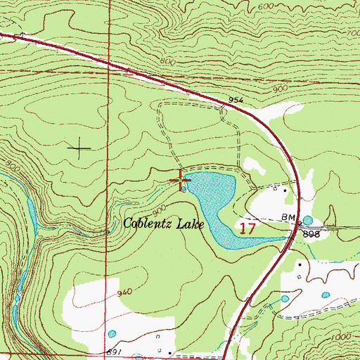 Topographic Map of Coblentz Lake Dam, OK