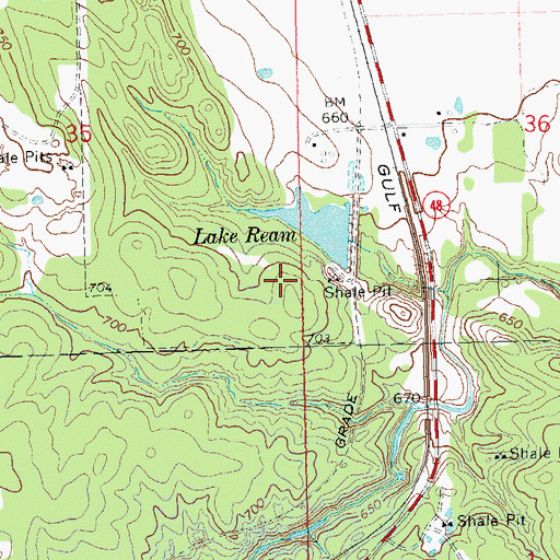 Topographic Map of Lake Ream Dam, OK