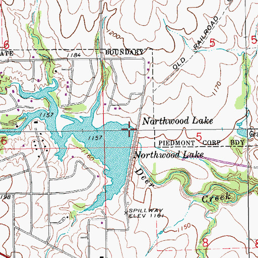 Topographic Map of Northwood Dam, OK