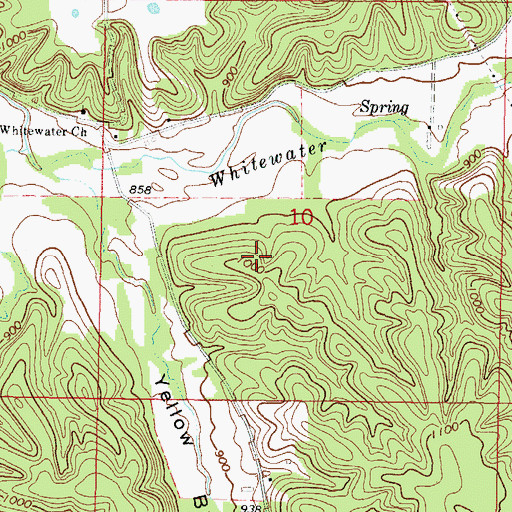 Topographic Map of Whitewater Creek Site 2 Reservoir, OK