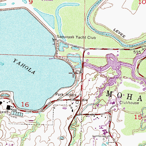 Topographic Map of Yahola Dam, OK