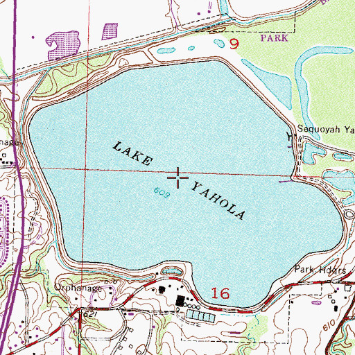 Topographic Map of Lake Yahola, OK