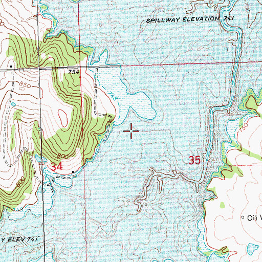 Topographic Map of Salt Creek Site S-1 Reservoir, OK