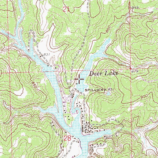 Topographic Map of Deer Lake Dam, OK
