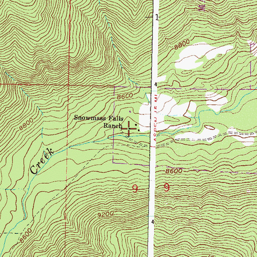 Topographic Map of Snowmass Falls Ranch, CO