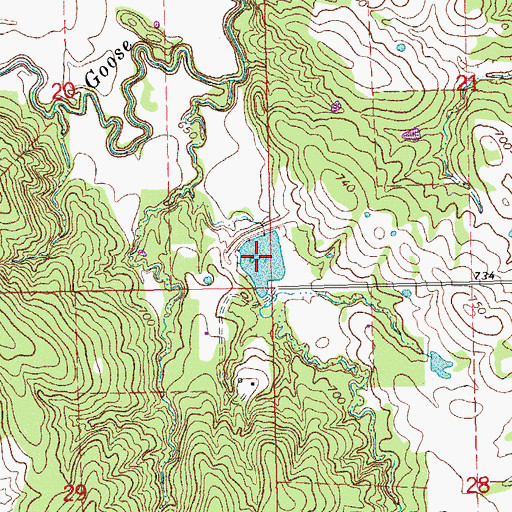 Topographic Map of Upper Clear Boggy Creek Site 7 Reservoir, OK