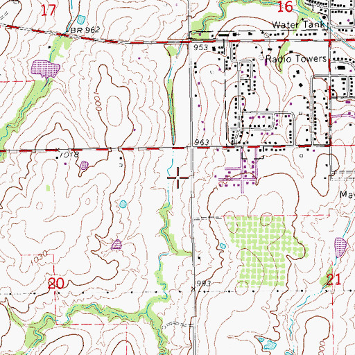 Topographic Map of Maysville Laterals Site B4 Reservoir, OK