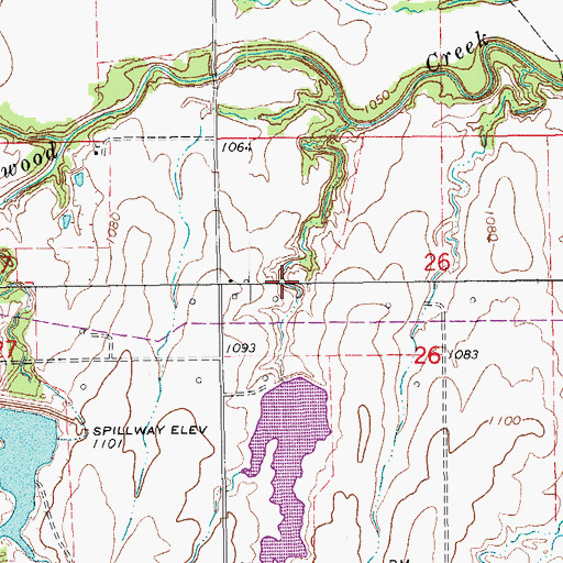 Topographic Map of Oknoname 18 Reservoir, OK