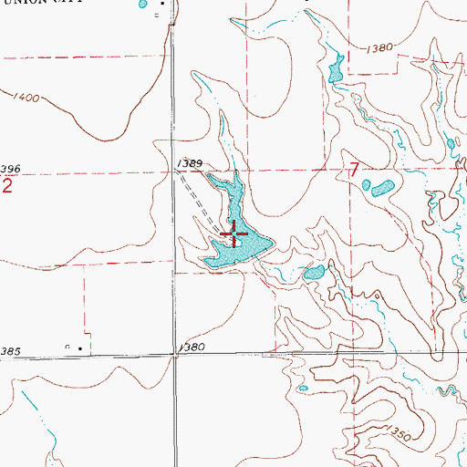 Topographic Map of Oknoname 017001 Dam, OK