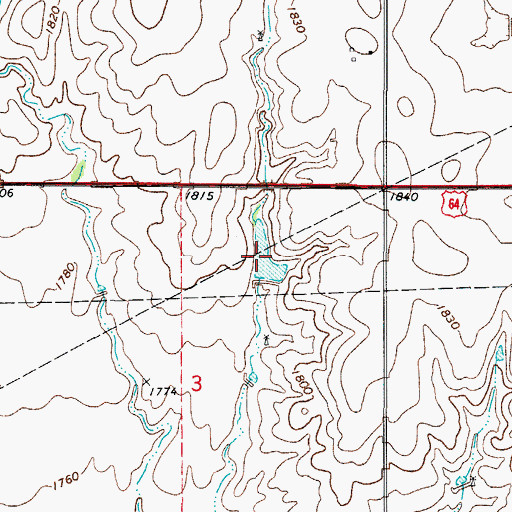 Topographic Map of Oknoname 05911 Reservoir, OK