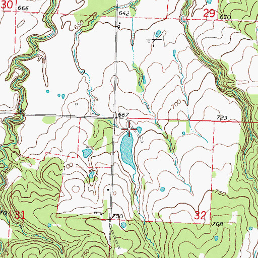 Topographic Map of Oknoname 111018 Reservoir, OK